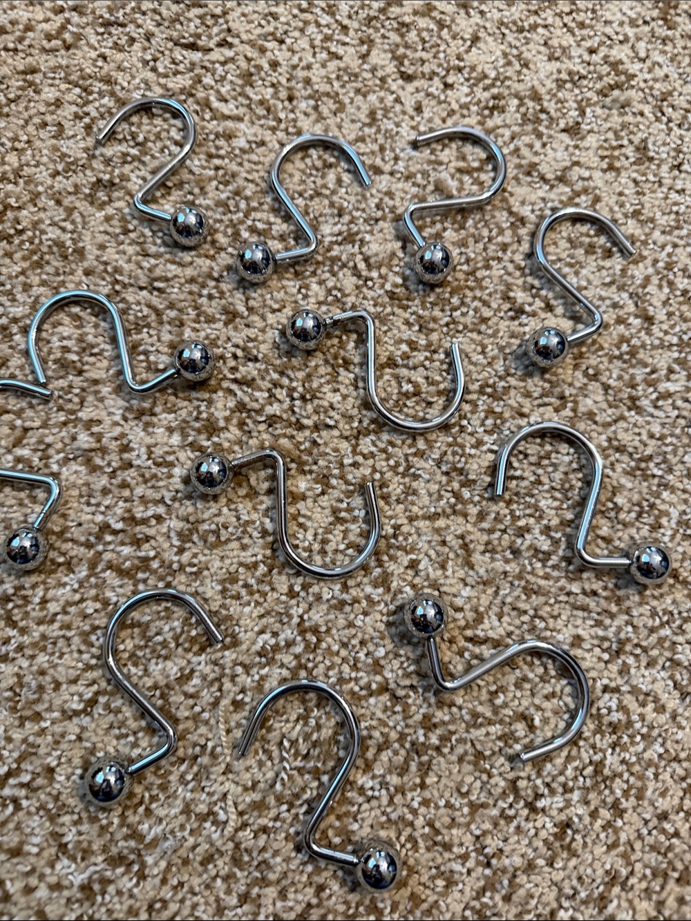 Ball-End Shower Curtain Hooks in chrome - Pack of 12